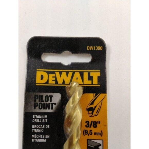 DeWalt DW1390 Pilot Point Drill Bit 3/8” Diameter x 3-1/4” Flute Length - Picture 2 of 9